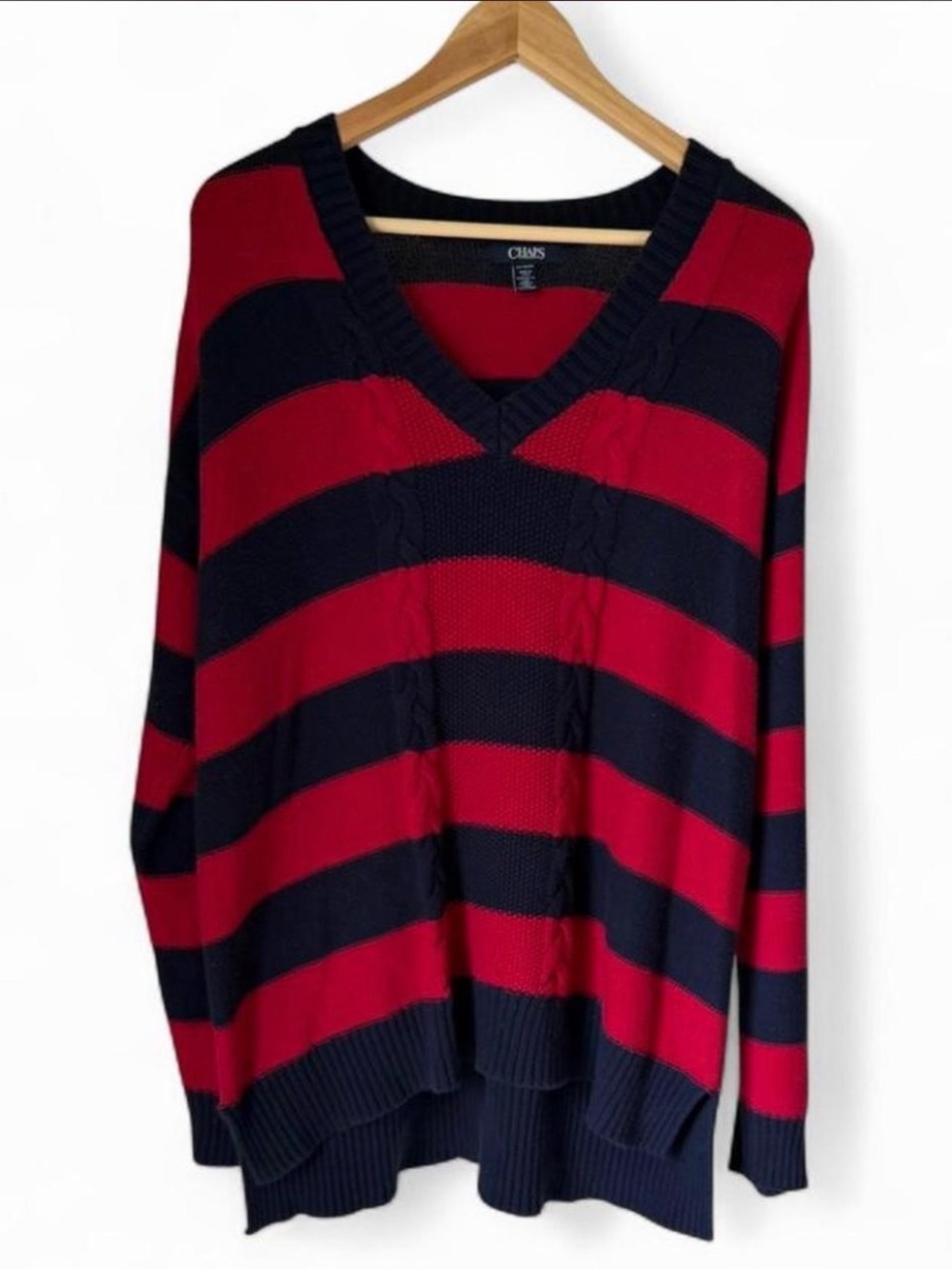 Y2K Nautical Fisherman Striped Knit V Neck Sweater